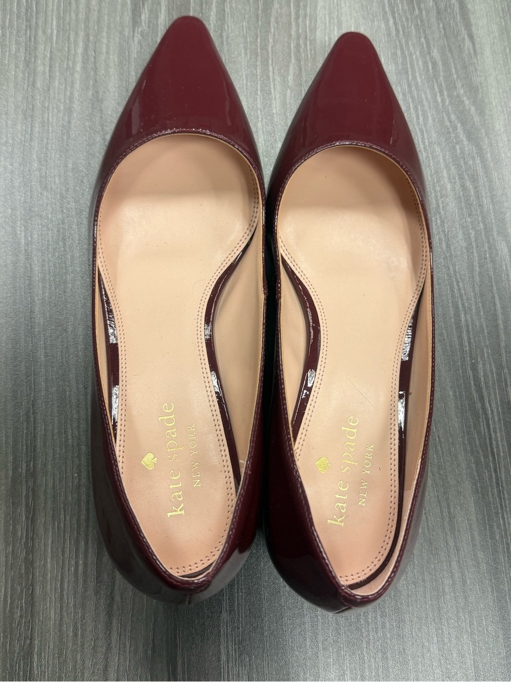 Kate Spade New York Dark Merlot Patent Leather Pointed Toe Pumps Heels Size 9B - Picture 8 of 12